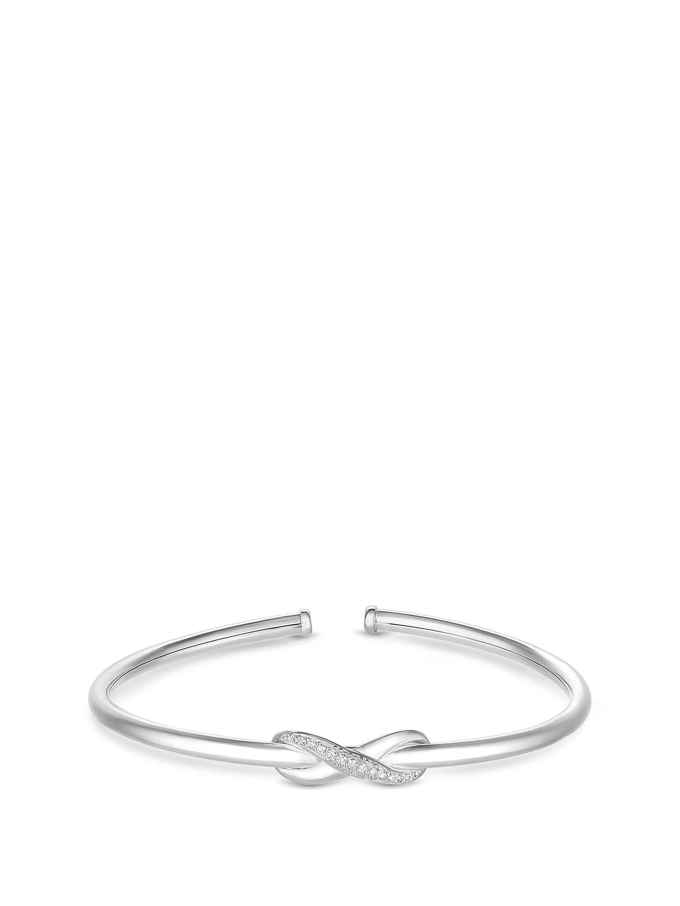 Product photograph of Simply Silver Sterling Silver 925 Cubic Zirconia Infinity Cuff Bracelet from very.co.uk