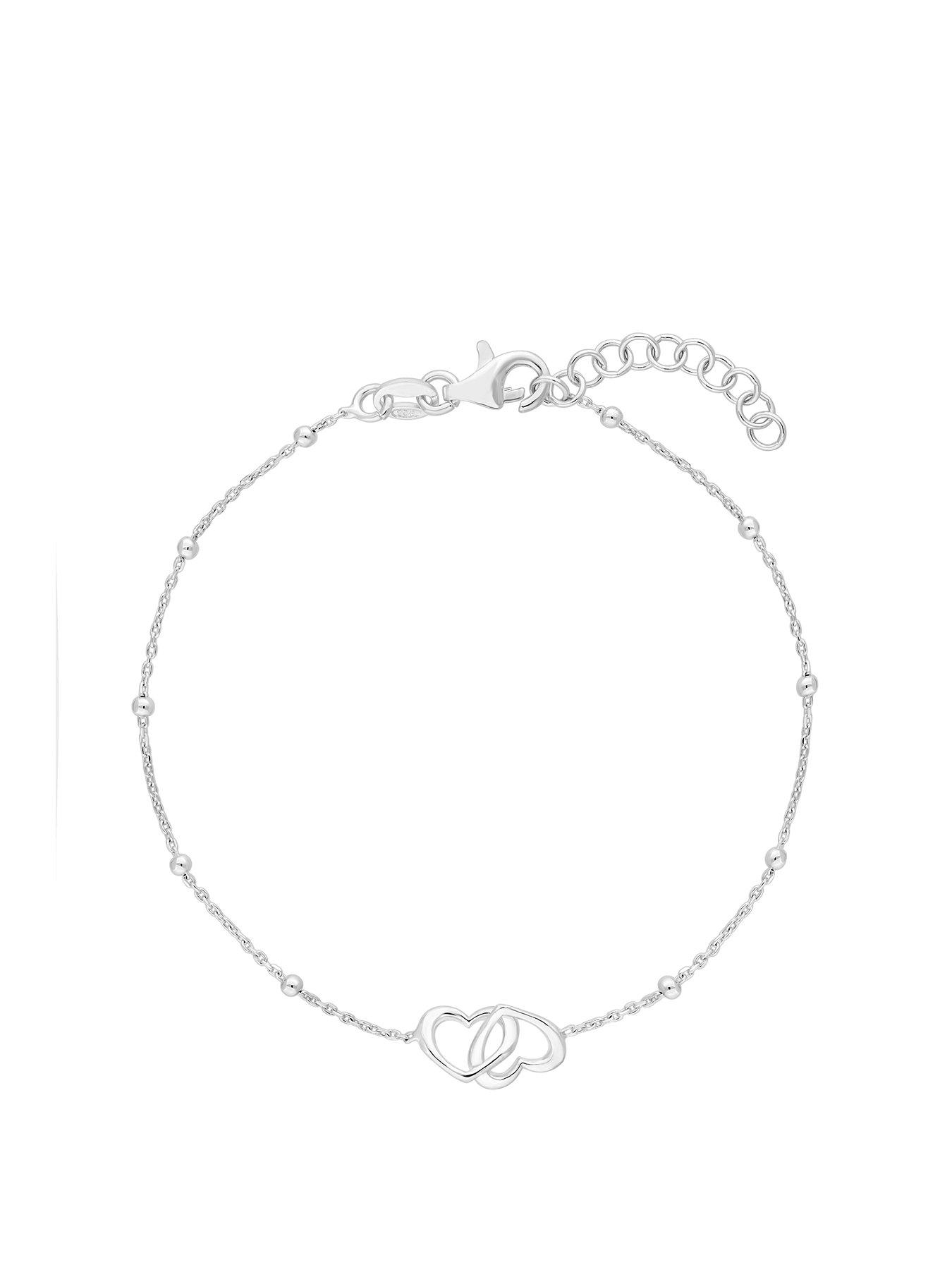 Product photograph of Simply Silver Sterling Silver 925 Interlink Heart Bracelet from very.co.uk