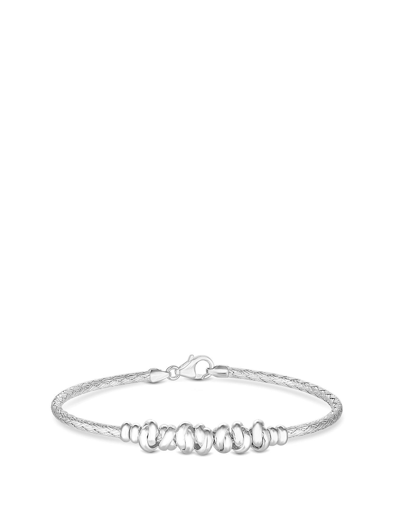Product photograph of Simply Silver Sterling Silver 925 Love Knot Textured Bangle Bracelet from very.co.uk