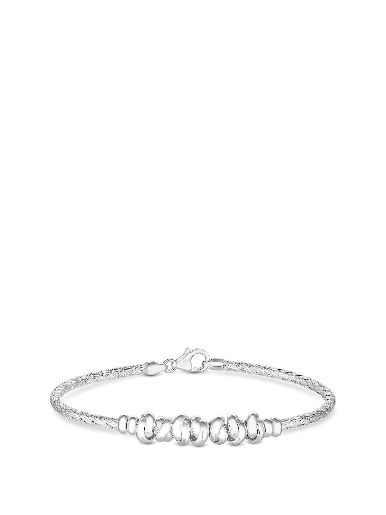 undefined Sterling Silver 925 Love Knot Textured Bangle Bracelet