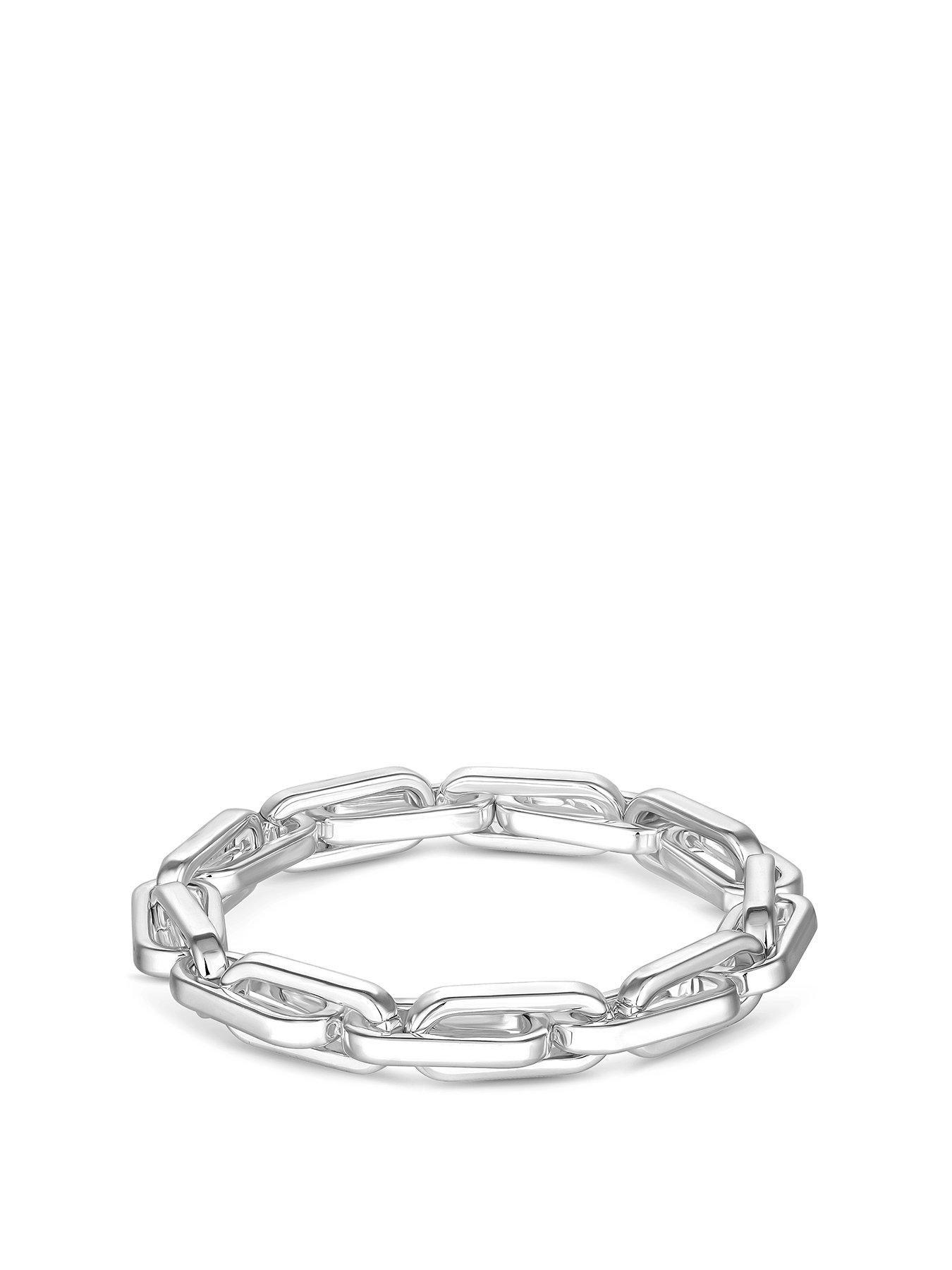 Product photograph of Jon Richard Silver Plated Chain Stretch Bracelet from very.co.uk