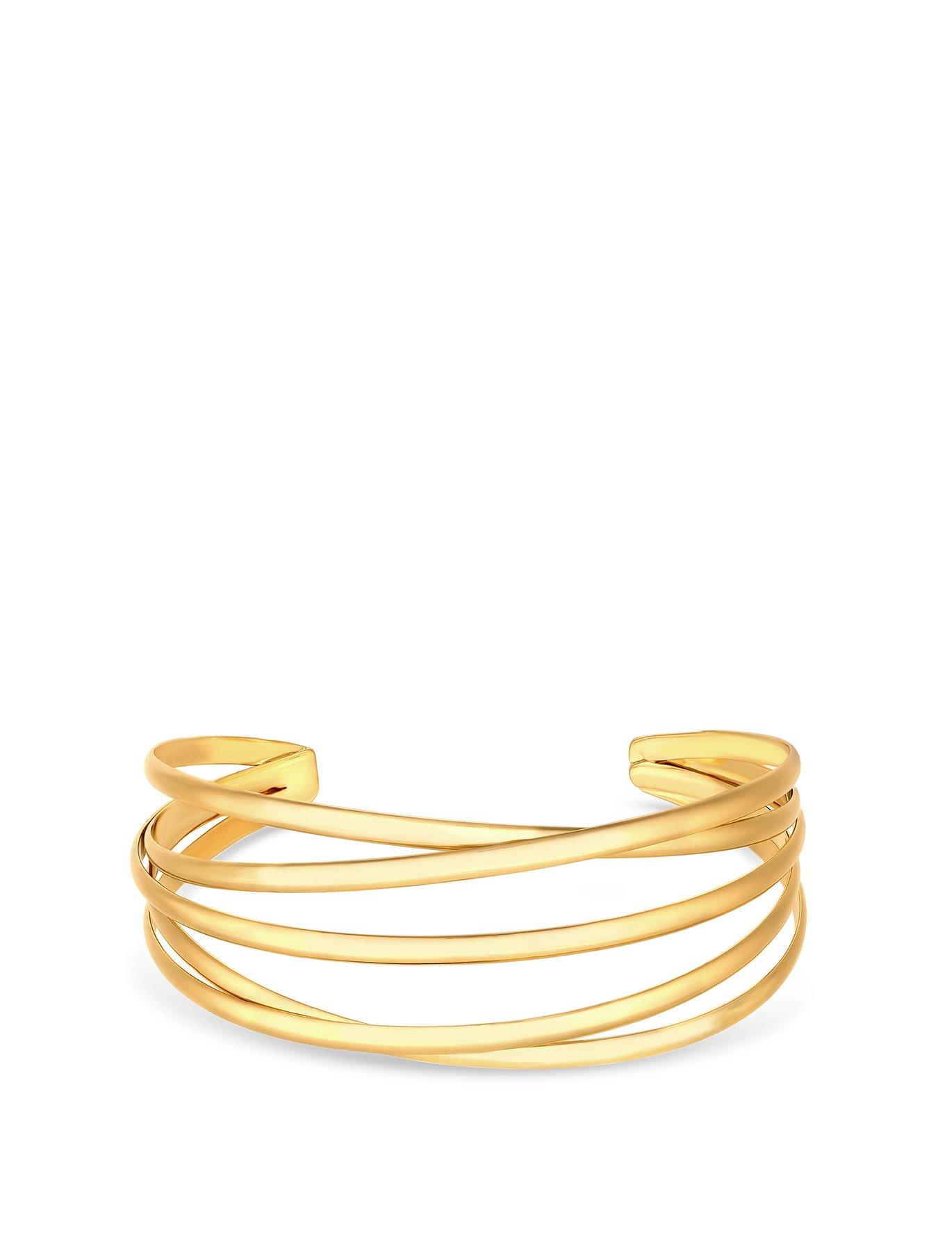 Product photograph of Jon Richard Gold Plated Polished Weave Cuff Bangle Bracelet from very.co.uk