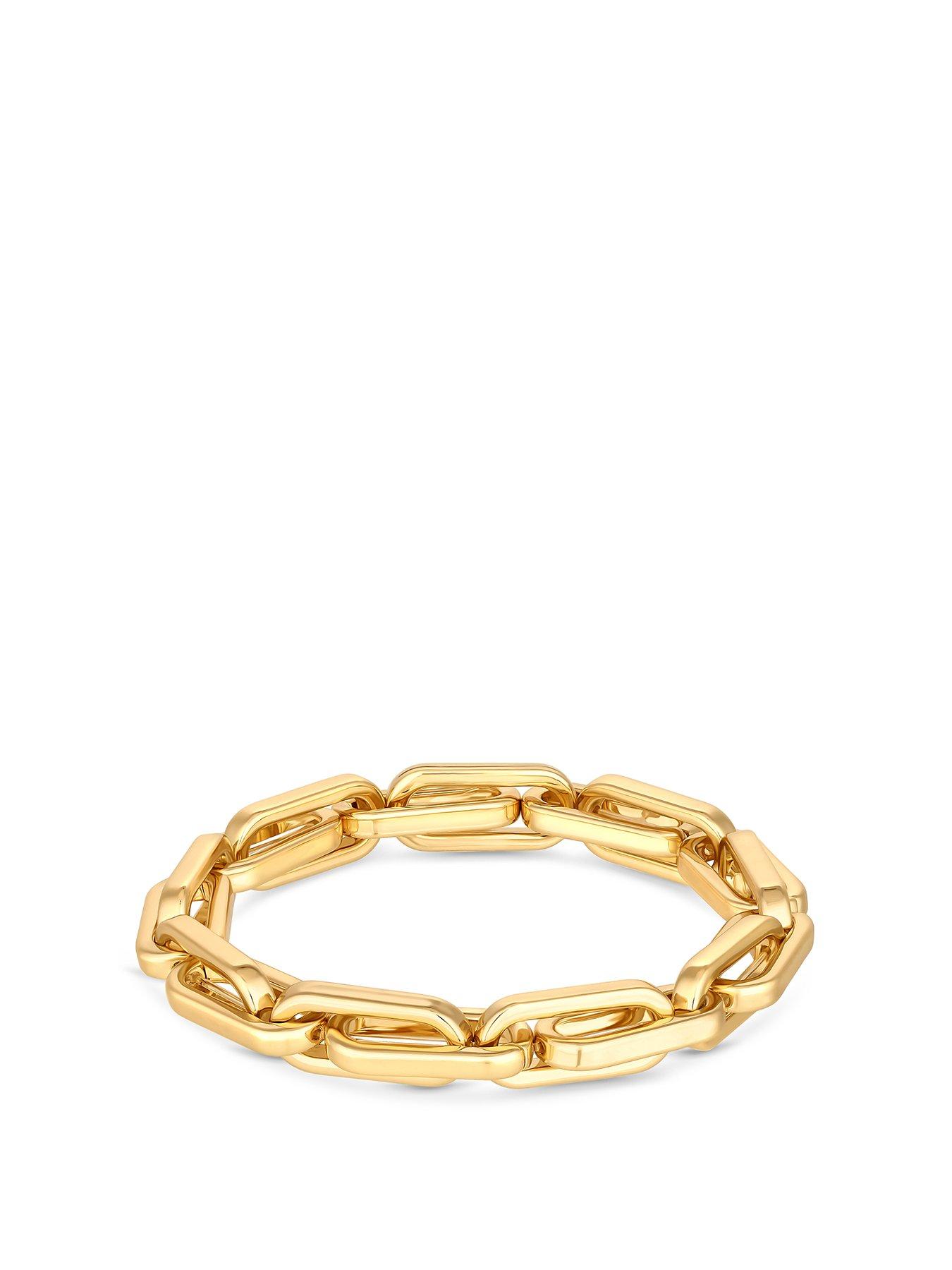 Product photograph of Jon Richard Gold Plated Polished Chain Stretch Bracelet from very.co.uk