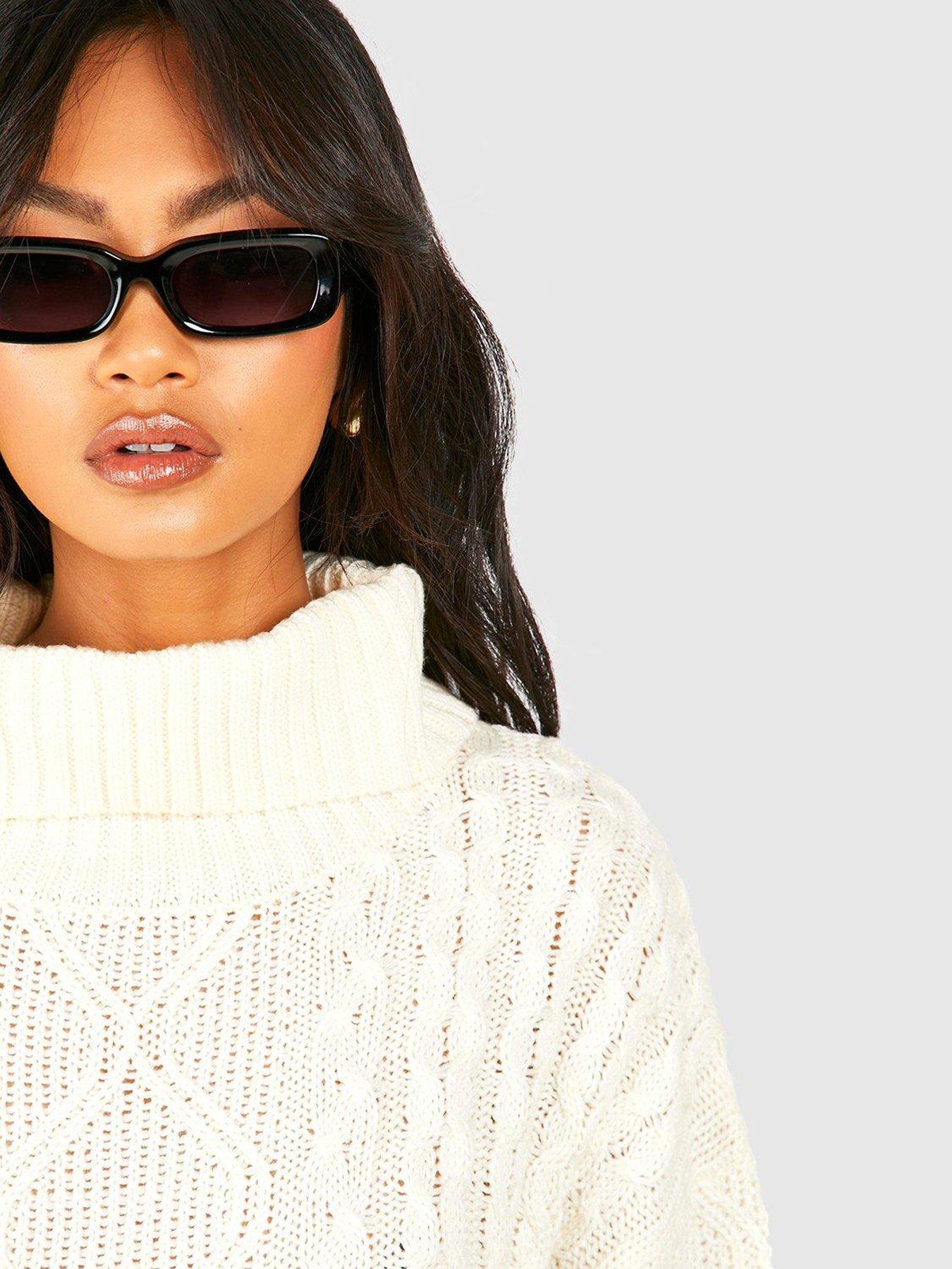 Boohoo Chunky Oversized Roll Neck Jumper Dress Cream Very