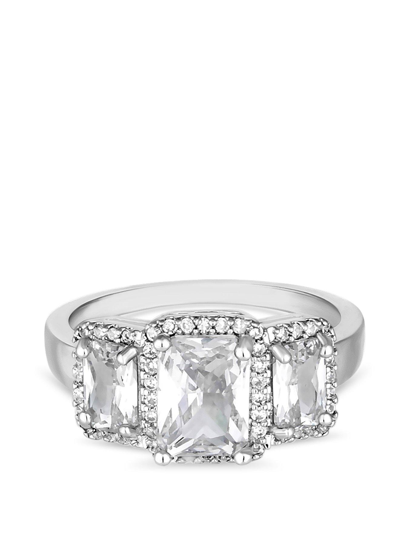 Product photograph of Jon Richard Rhodium Plated And Crystal Cubic Zirconia Ring from very.co.uk