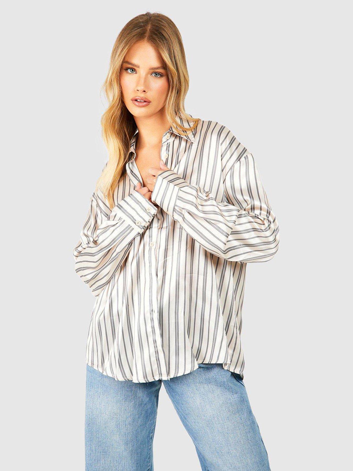 boohoo-satin-stripe-shirt-cream