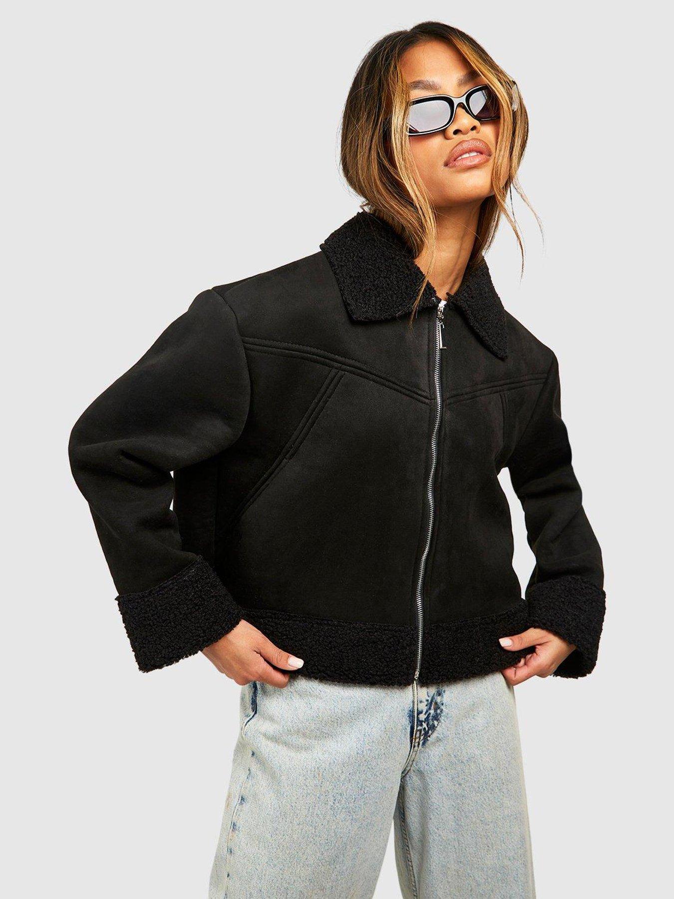 Black cropped aviator outlet jacket