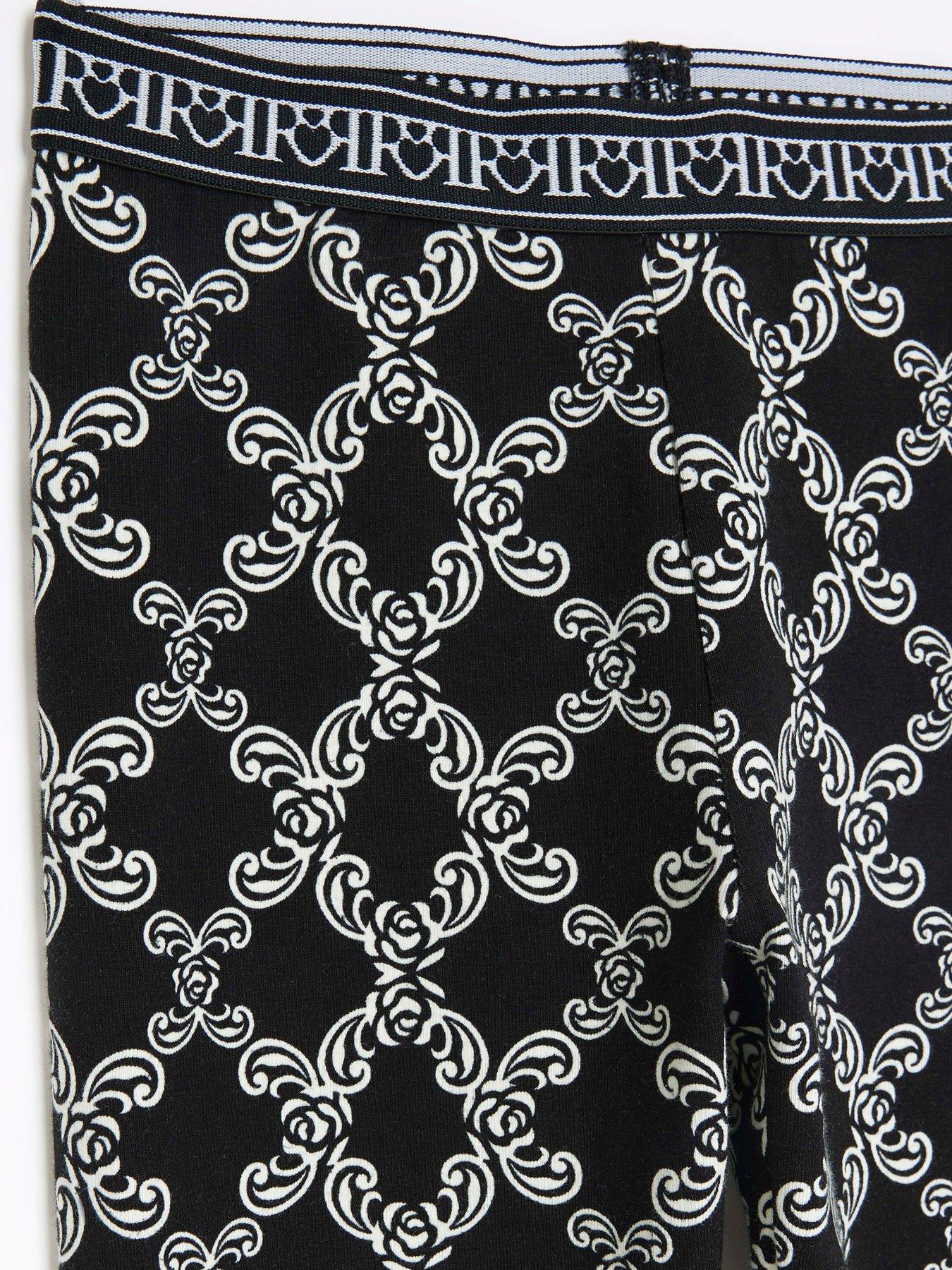 River Island Girls Monogram Print Leggings - Black