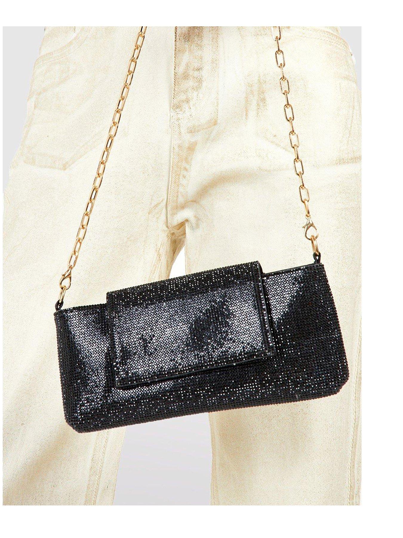 Cheap black purse hot sale with gold chain strap