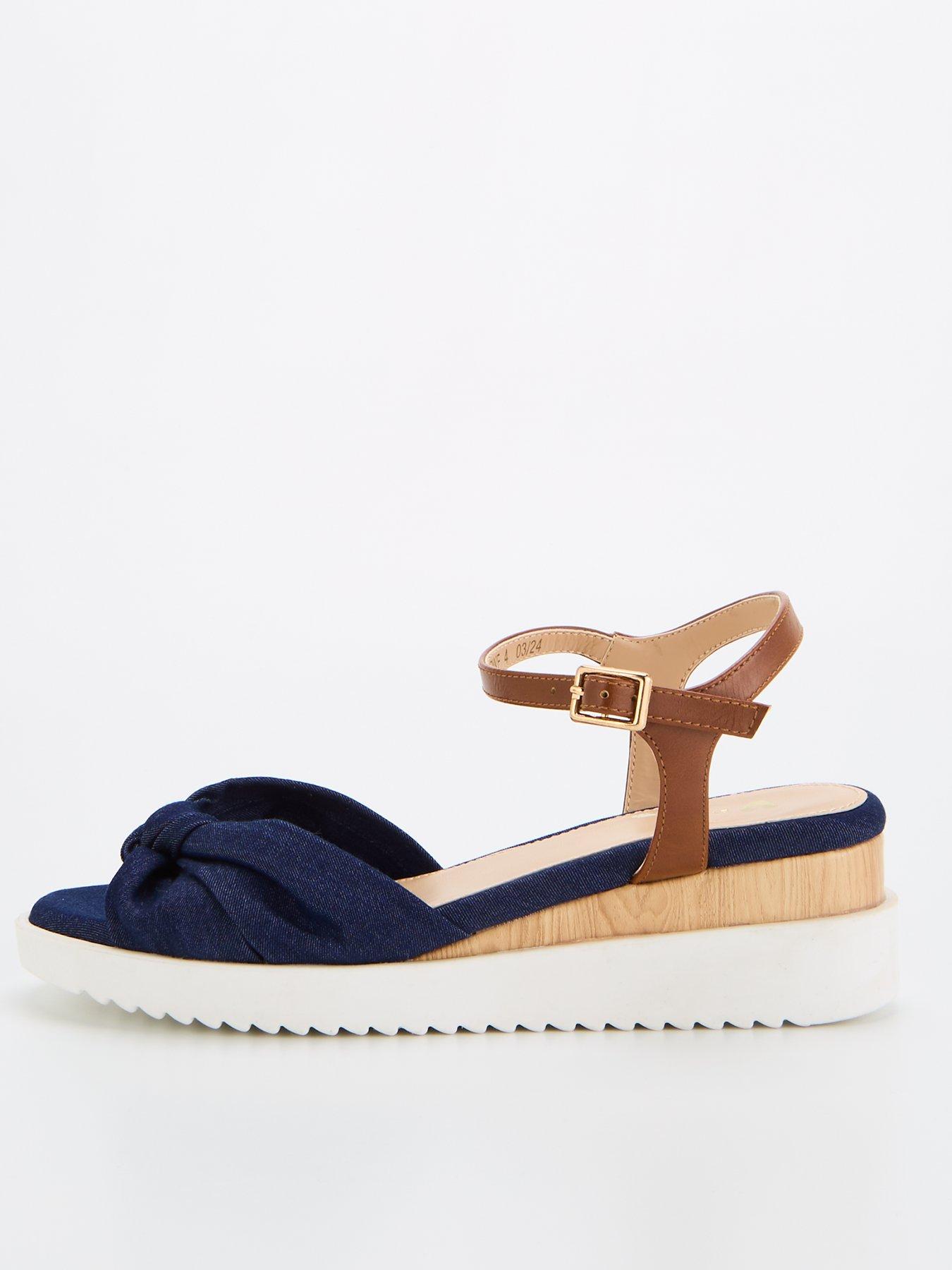 V By Very Knot Front Wedge Sandal - Navy