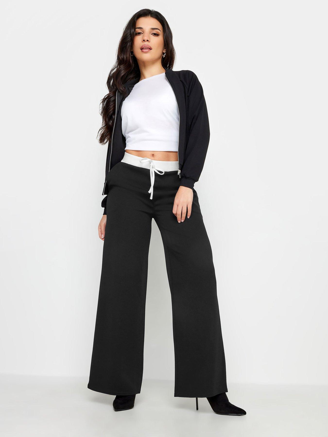 Petite black wide leg cheap pants