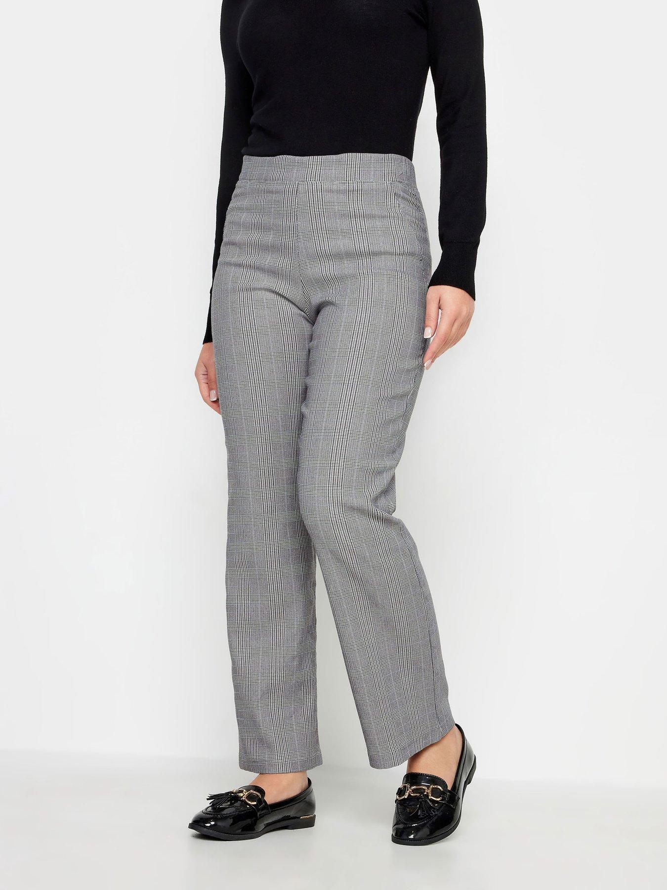 PixieGirl Petite Check Stretch Straight Leg Trouser Black Very