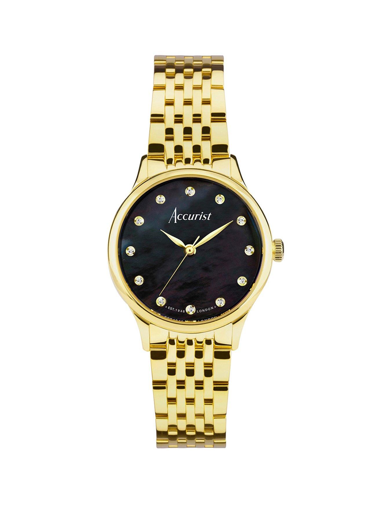 Product photograph of Accurist Women S Dress Gold Stainless Steel Bracelet 28mm Analogue Watch from very.co.uk