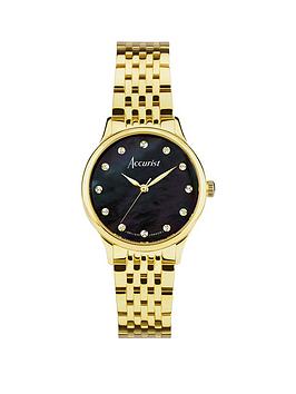 accurist women's dress gold stainless steel bracelet 28mm analogue watch