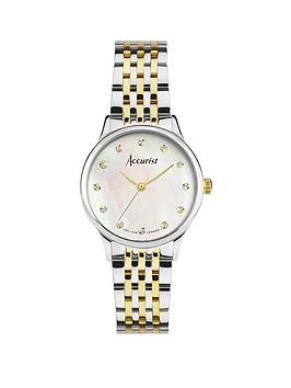accurist women's dress two-tone stainless steel bracelet 28mm analogue watch