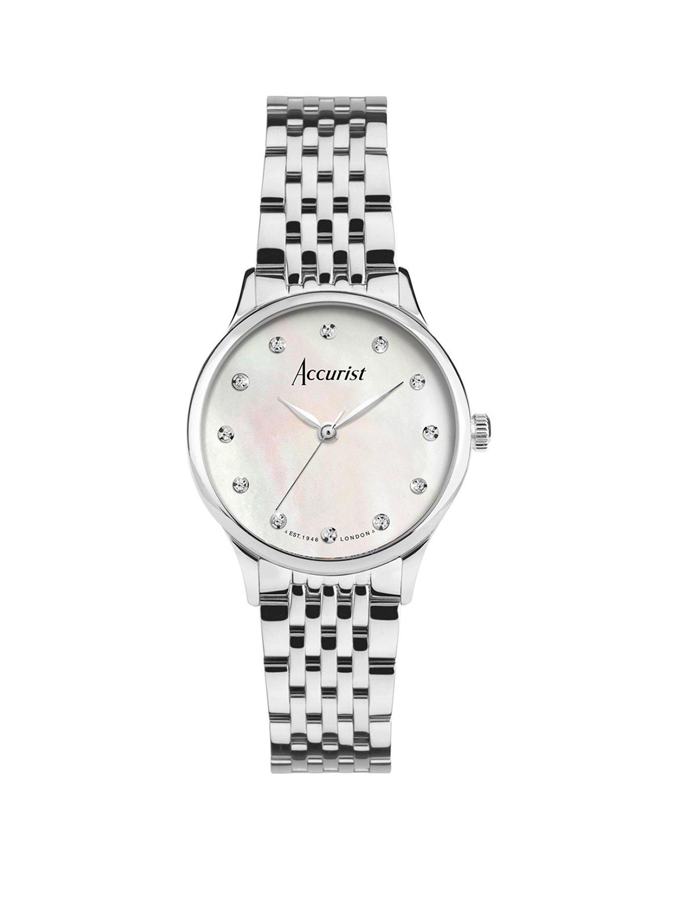 Product photograph of Accurist Women S Dress Silver Stainless Steel Bracelet 28mm Analogue Watch from very.co.uk
