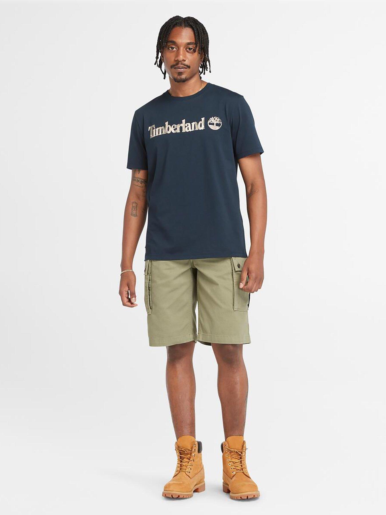 Timberland Camo Kennebec Linear Logo Short Sleeve T-Shirt - navy 