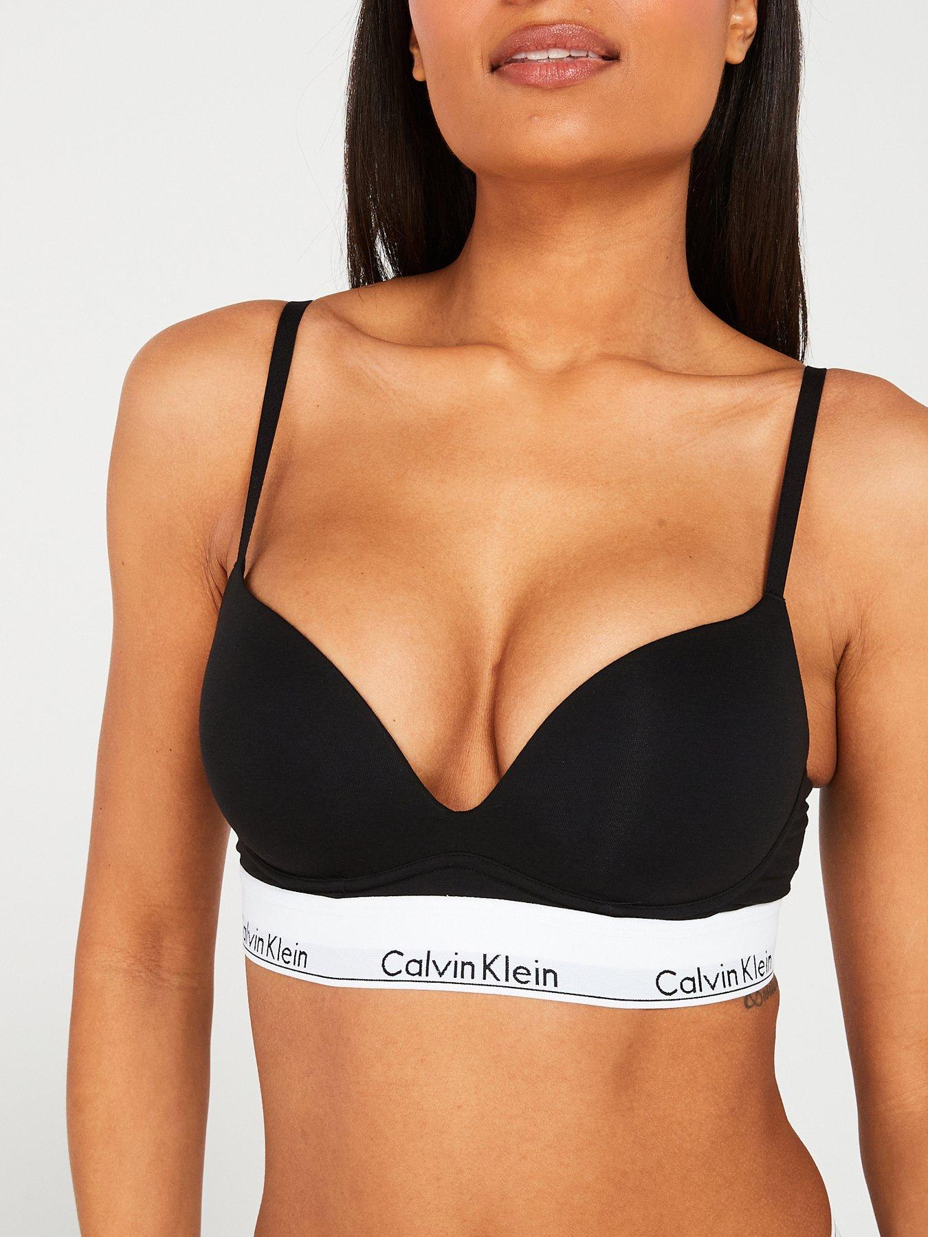 Calvin Klein Women's Triangle Unlined Bra, Black 001, Large: Buy