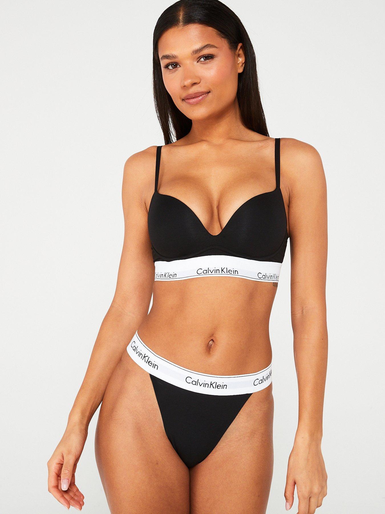 Image 3 of 4 of Calvin Klein Modern Cotton Plunge Bra - Black
