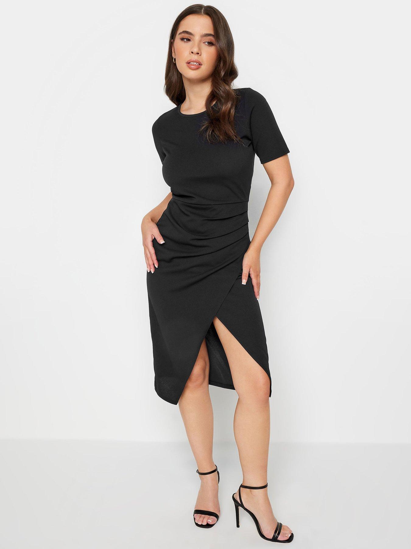 Petite black best sale wrap dress