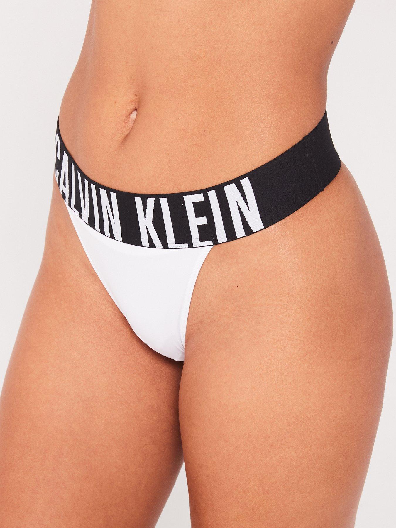 Calvin Klein Intense Power logo high leg brazilian bikini bottoms in black