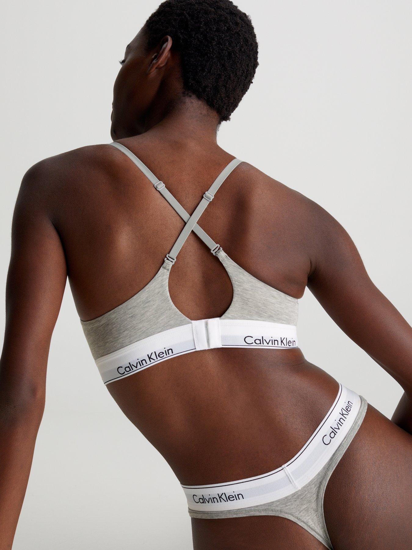 Calvin Klein Womens modern cotton bralette sports bra no padding crop top  Run UK