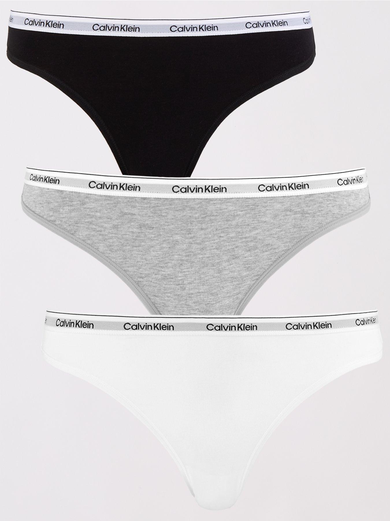 Calvin Klein Underwear Women's Carousel 3 Pack Thong, Multi, L