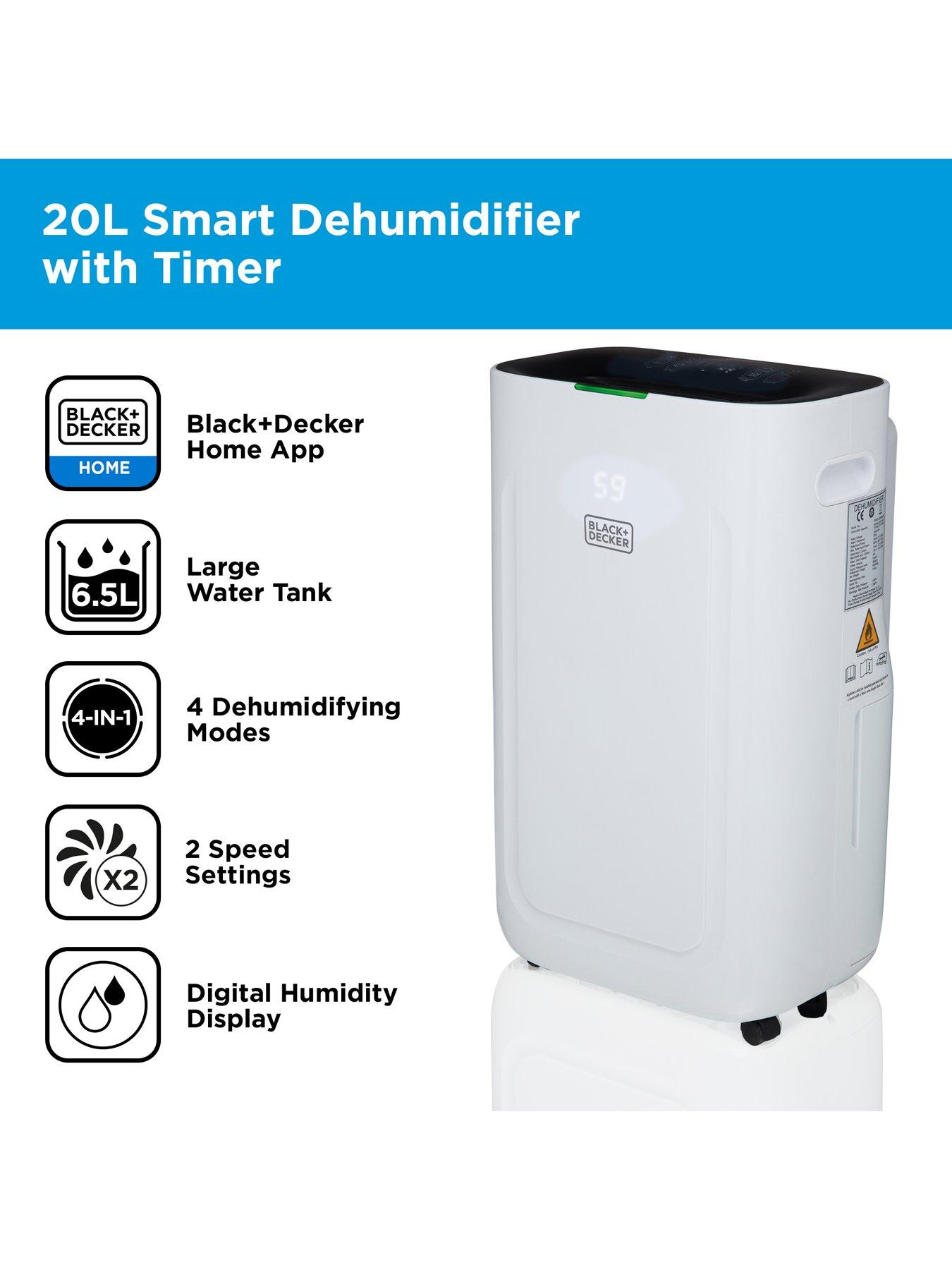 Black & Decker 20 Ltr Dehumidifier - White - E B Marsh & Son Ltd