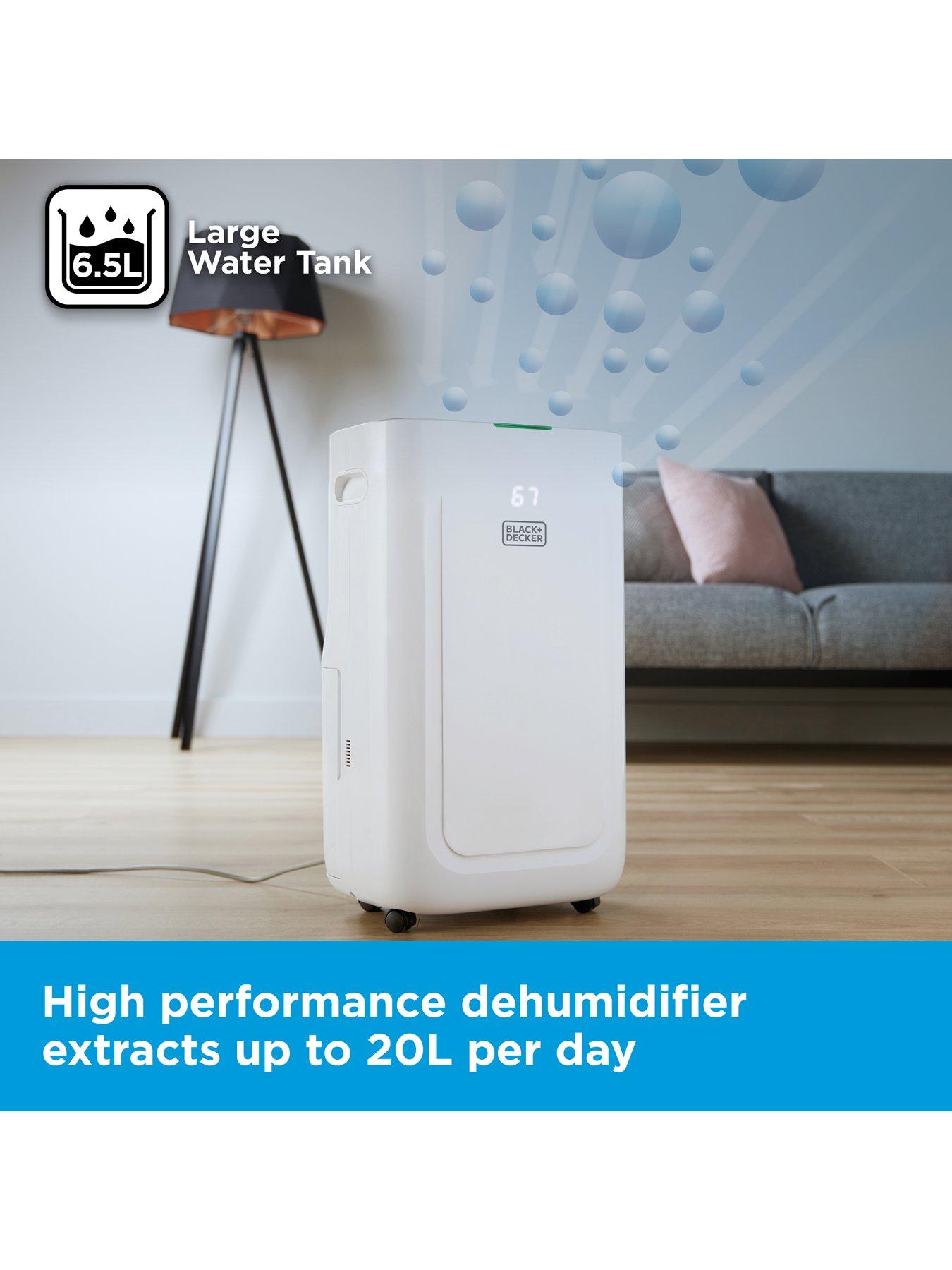 Image 4 of 7 of Black & Decker BXEH60014GB 20L Smart Dehumidifier, 4 Modes, Quiet, 6.5L Water Tank, 24 Hour Timer, White