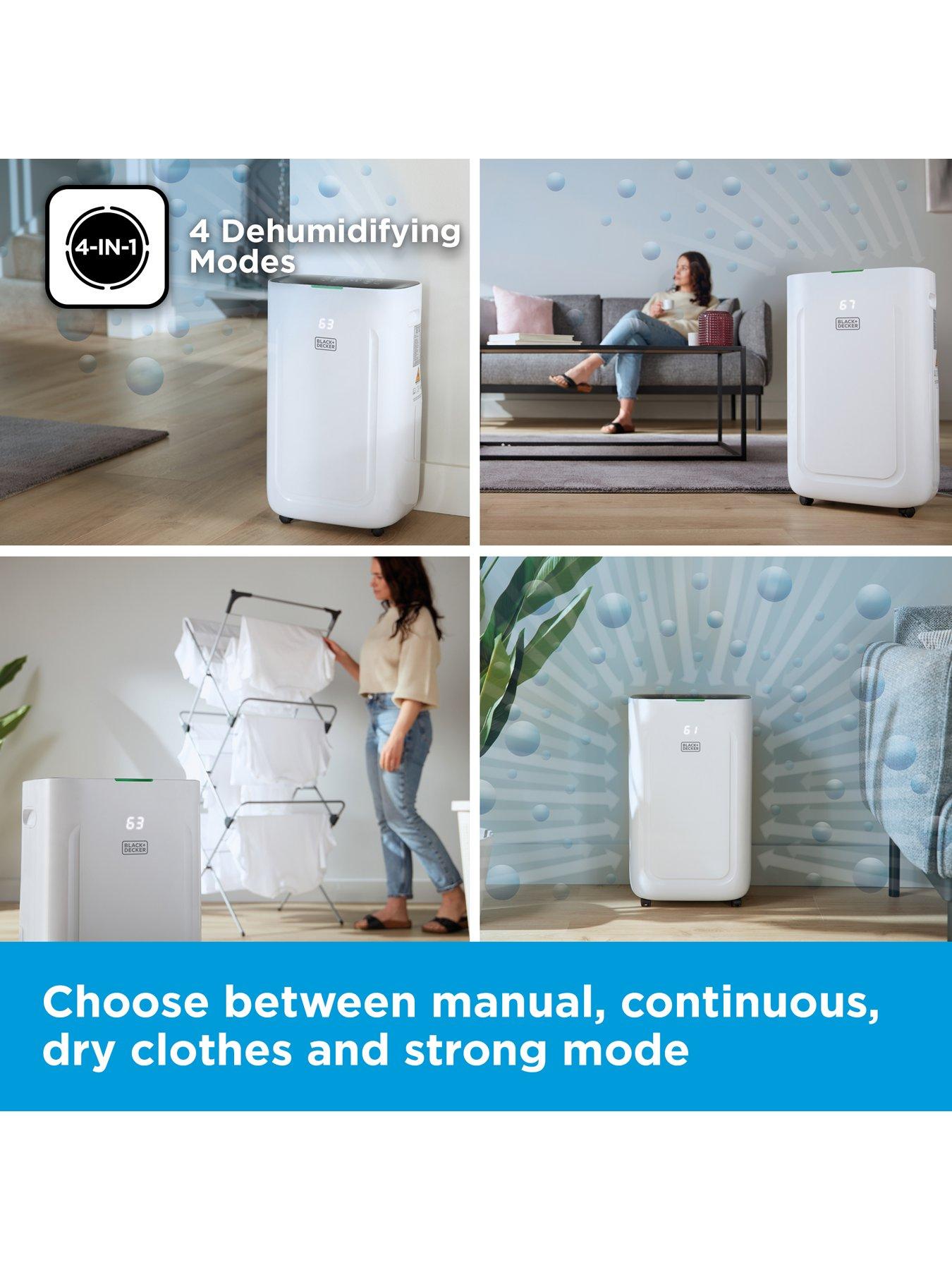 Image 5 of 7 of Black & Decker BXEH60014GB 20L Smart Dehumidifier, 4 Modes, Quiet, 6.5L Water Tank, 24 Hour Timer, White