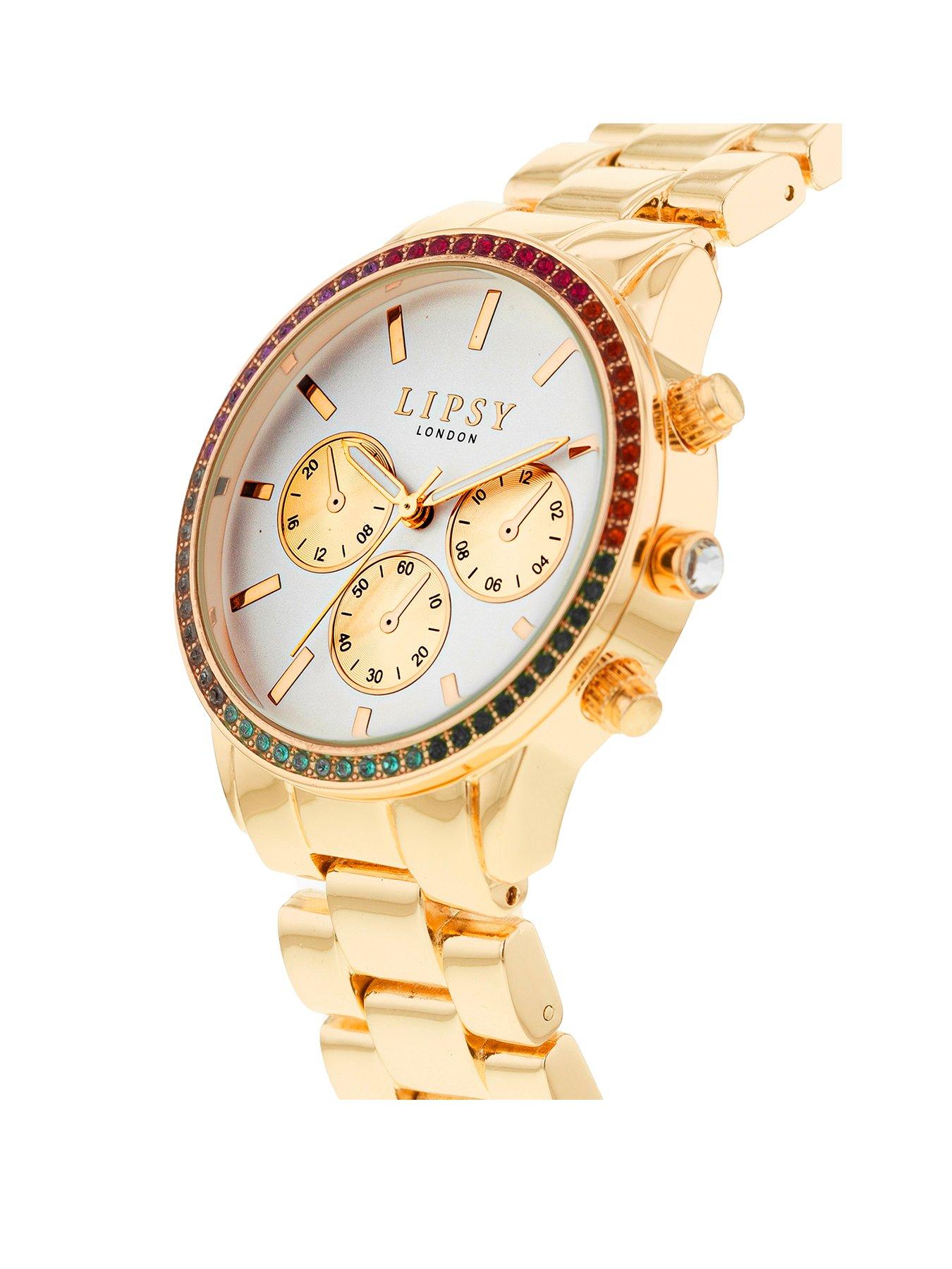 Lipsy London Womens Watch with Diamante, Rose Gold Dial and Rose