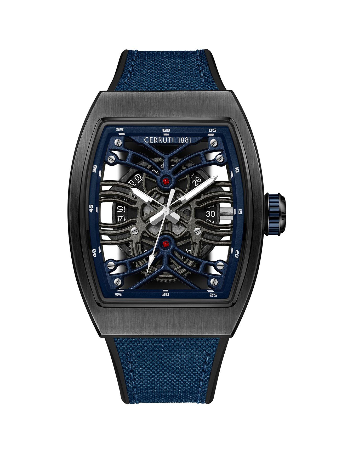 Cerruti CALLIANO watch with Blue dial and Black and Navy Rubber