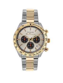 ben sherman silver and gold alloy bracelet watch with beige dial