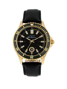 ben sherman black pu strap watch with green dial