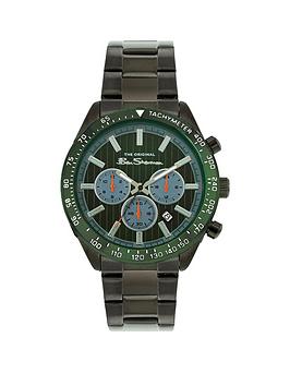 ben sherman gun alloy bracelet watch with green dial
