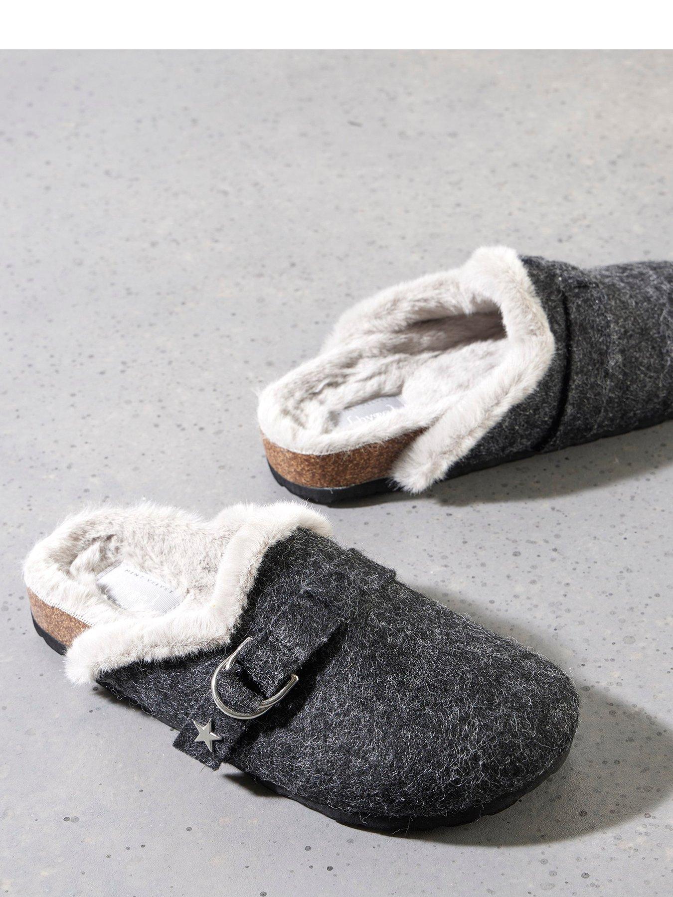 Mint Velvet Grey Felt Clog Slippers | very.co.uk