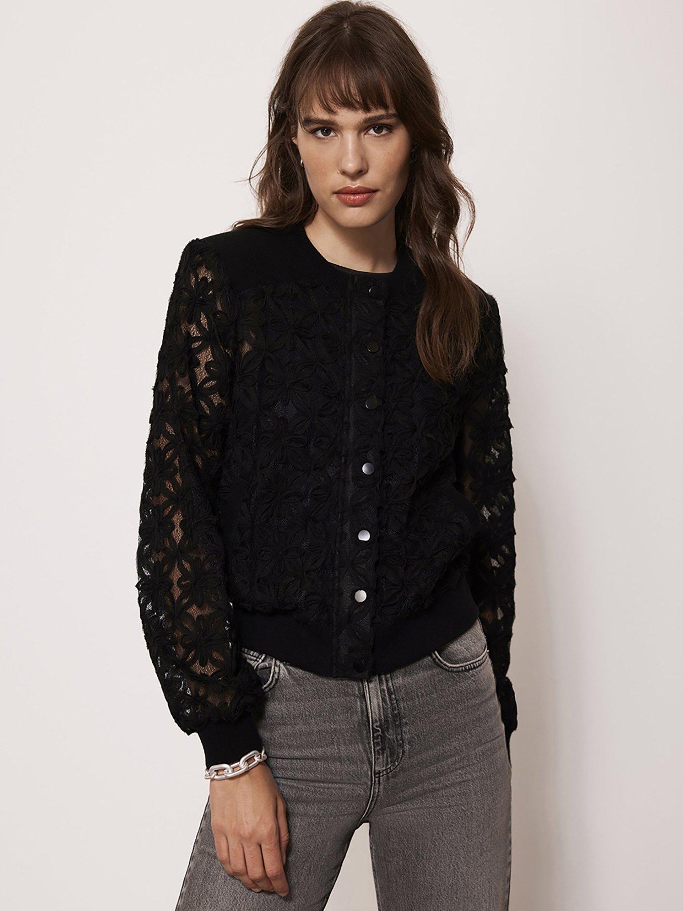 Black Lace Bomber Jacket