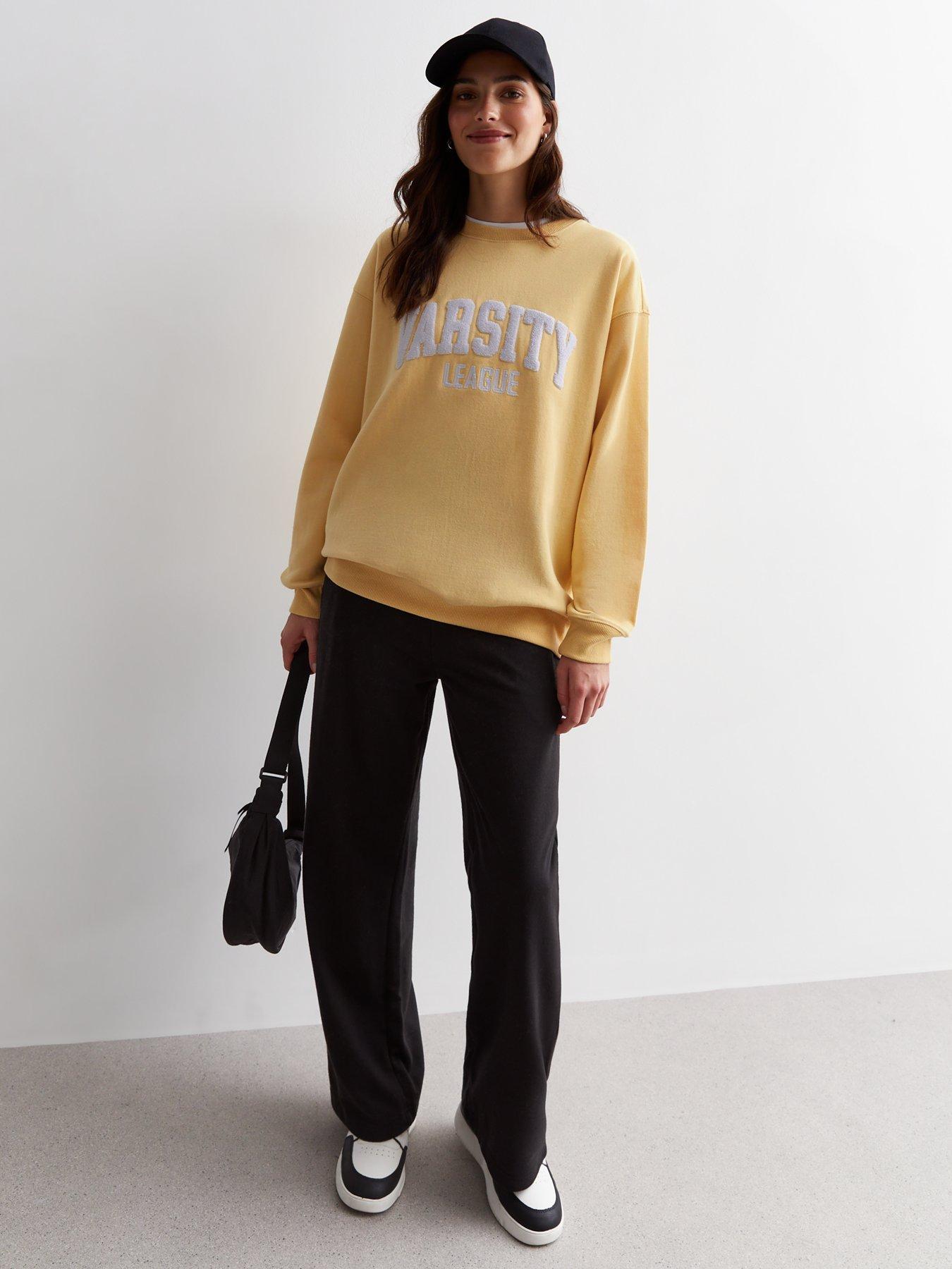 New Look Pale Yellow Varsity Logo Sweatshirt Very