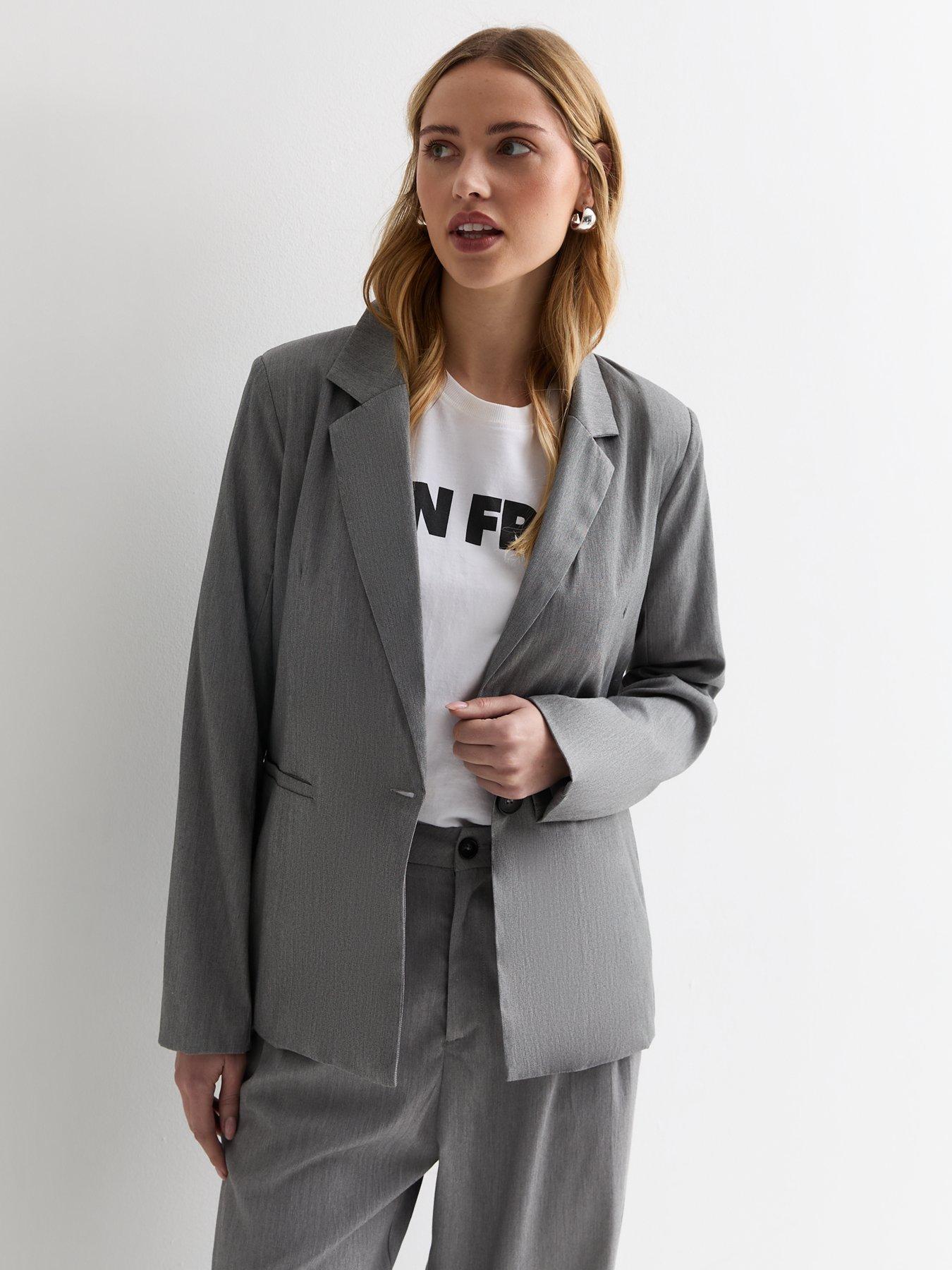 New Look Grey Marl Long Sleeve Blazer | Very.co.uk