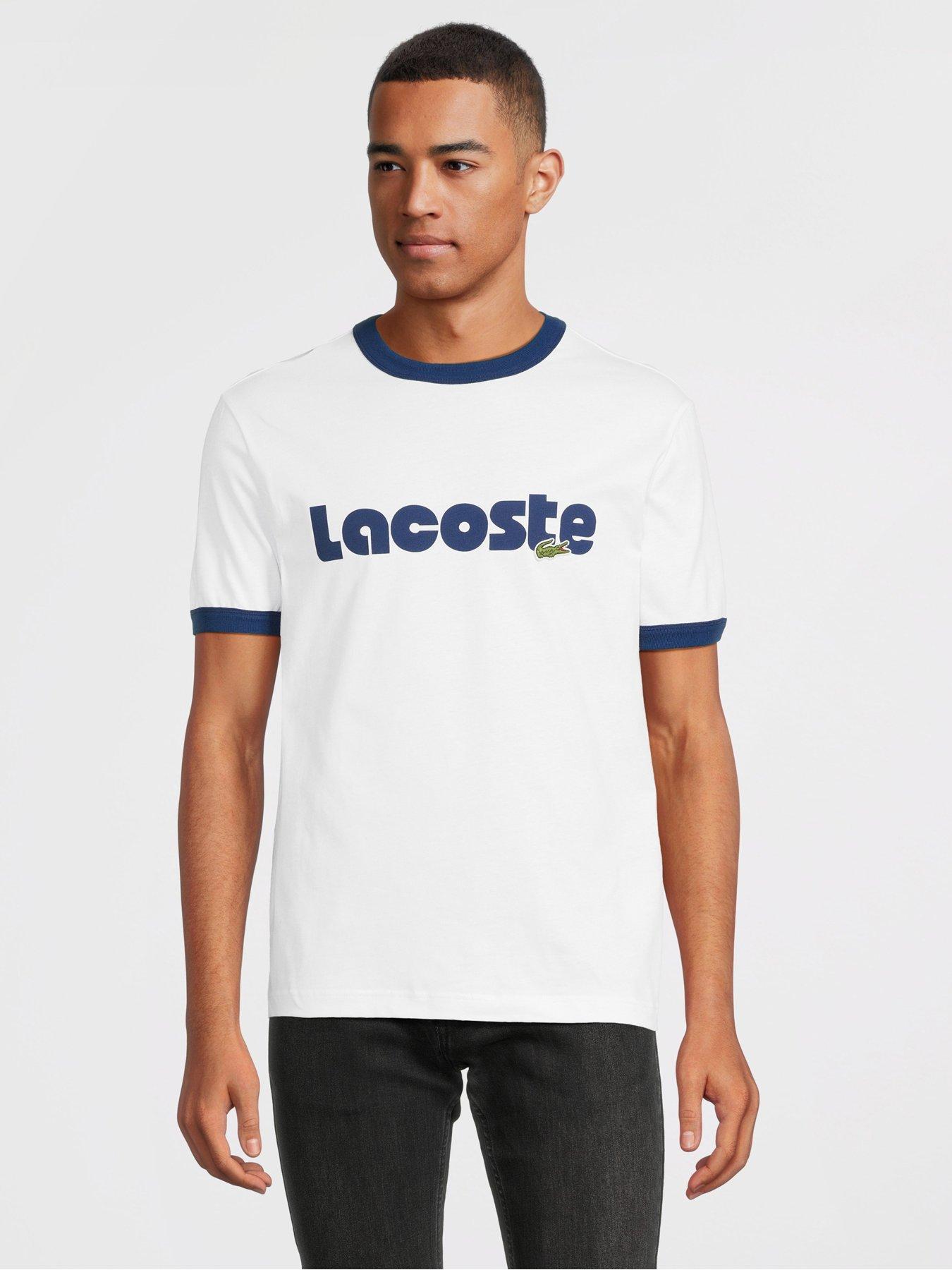 Lacoste Summer Logo Ringer T-Shirt - White | Very.co.uk