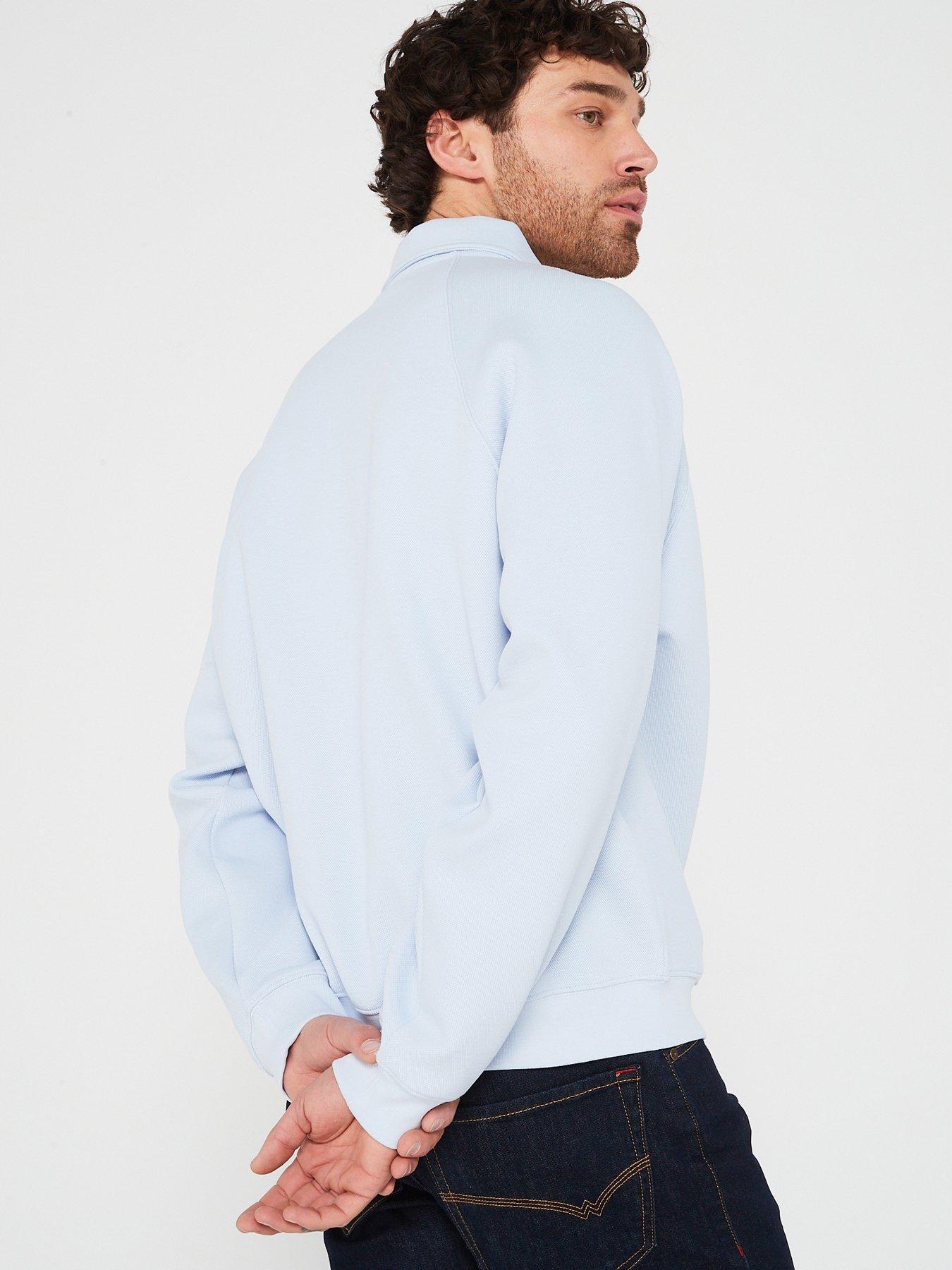 Lacoste Heritage Badge Double Pique Polo Sweatshirt - Light Blue | Very ...