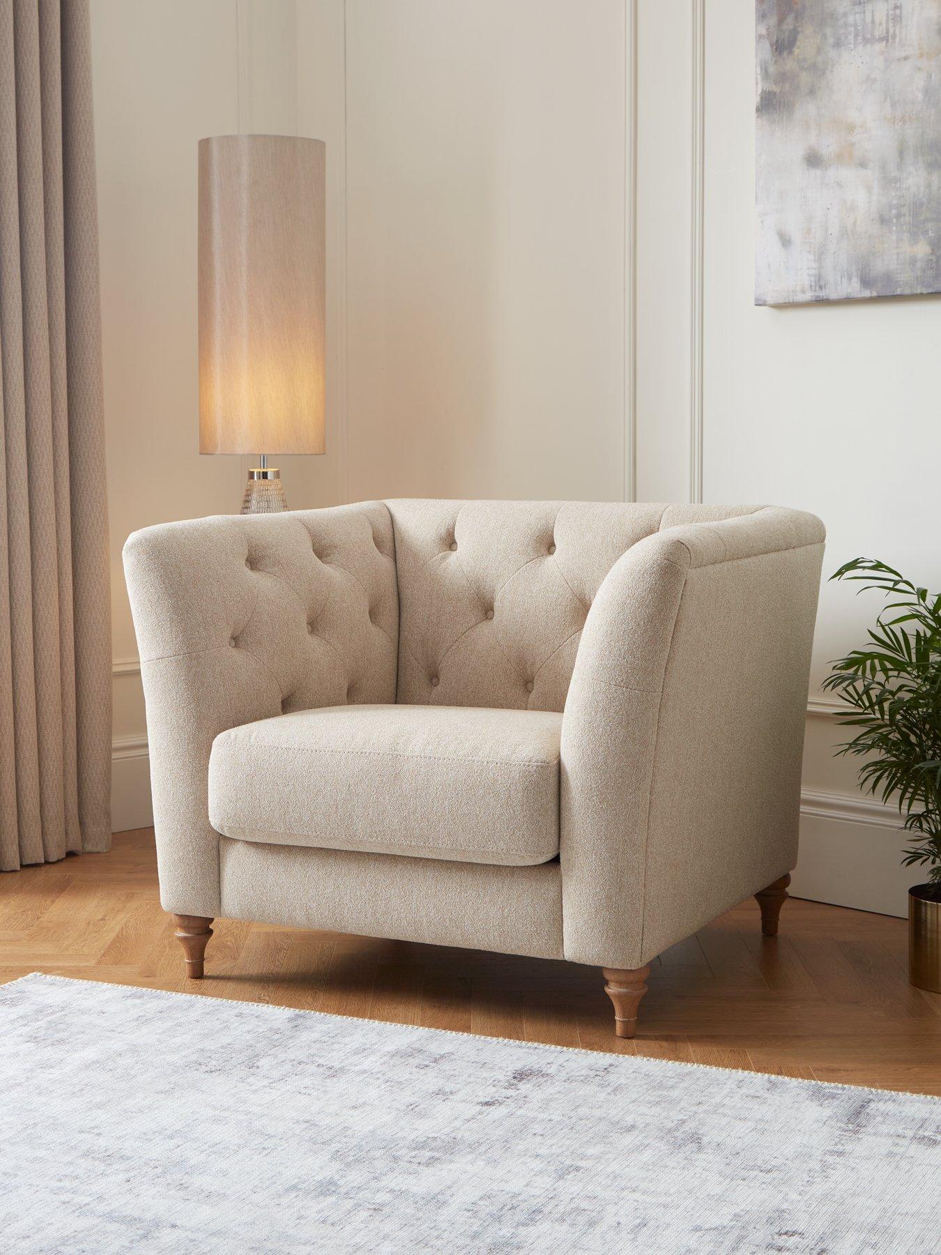 Product photograph of Very Home Nigella Fabric Armchair - Natural from very.co.uk