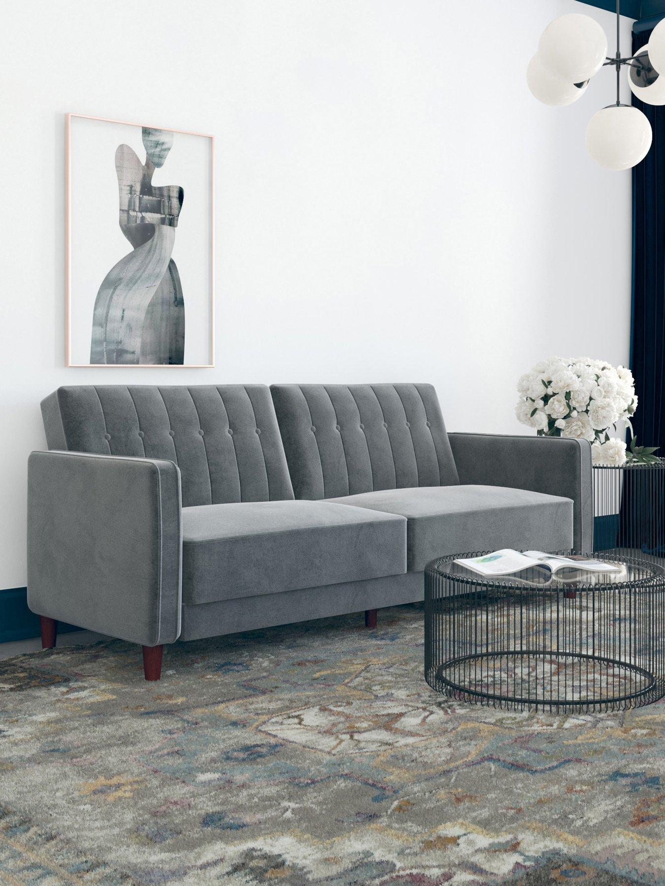 undefined Pin Tufted Transitional Velvet Sofa Bed