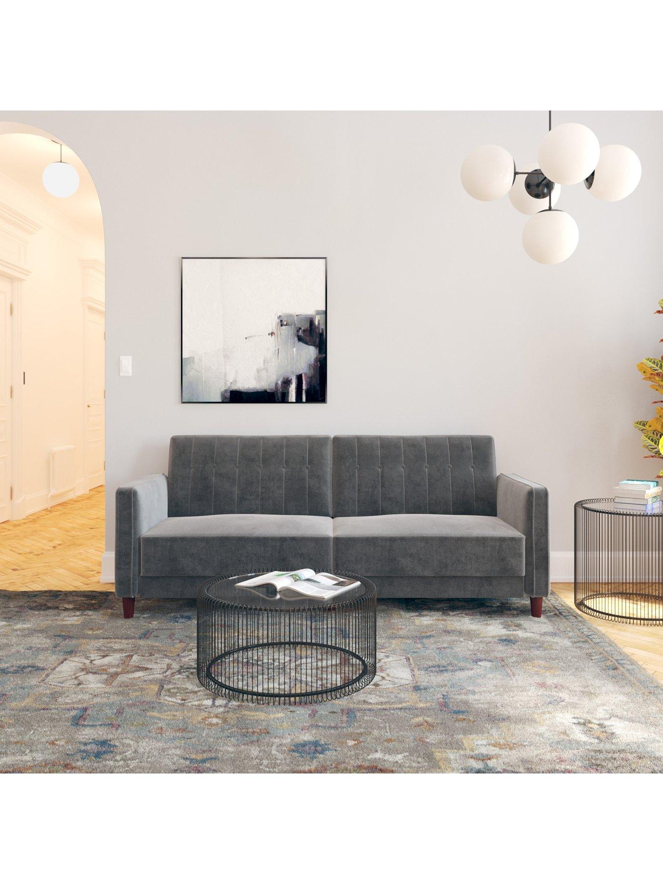 Image 4 of 5 of Dorel Home Pin Tufted Velvet Fabric Sofa Bed