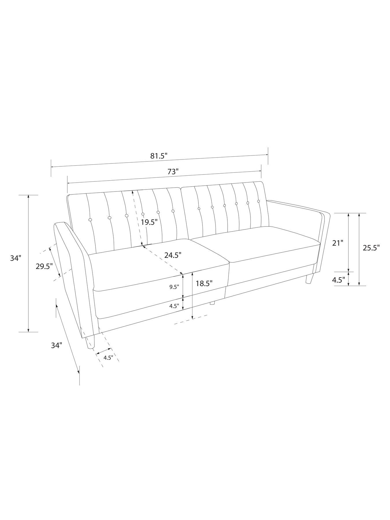 Image 5 of 5 of Dorel Home Pin Tufted Velvet Fabric Sofa Bed