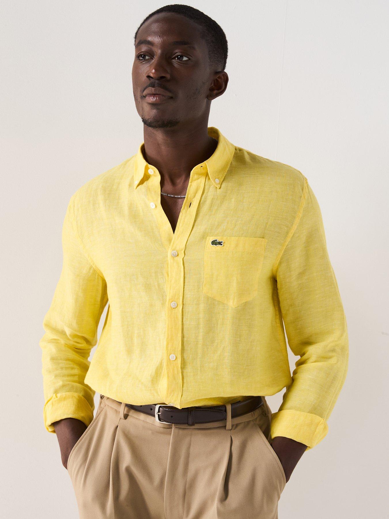 Lacoste Long Sleeve Linen Shirt Yellow Very