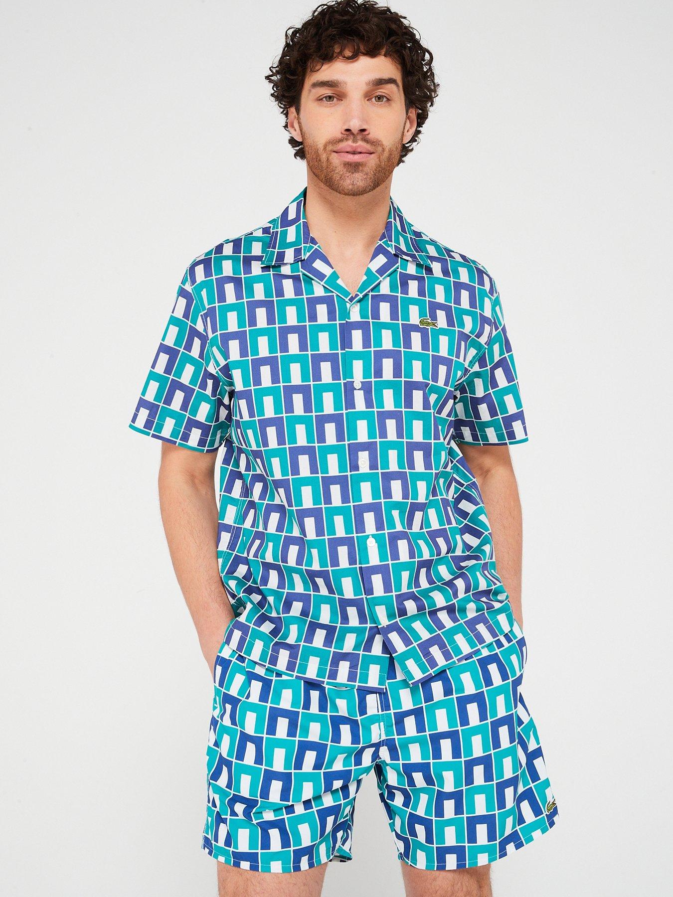 Lacoste Robert George Blue Archive Print Co-ord Shirt - Green | Very.co.uk