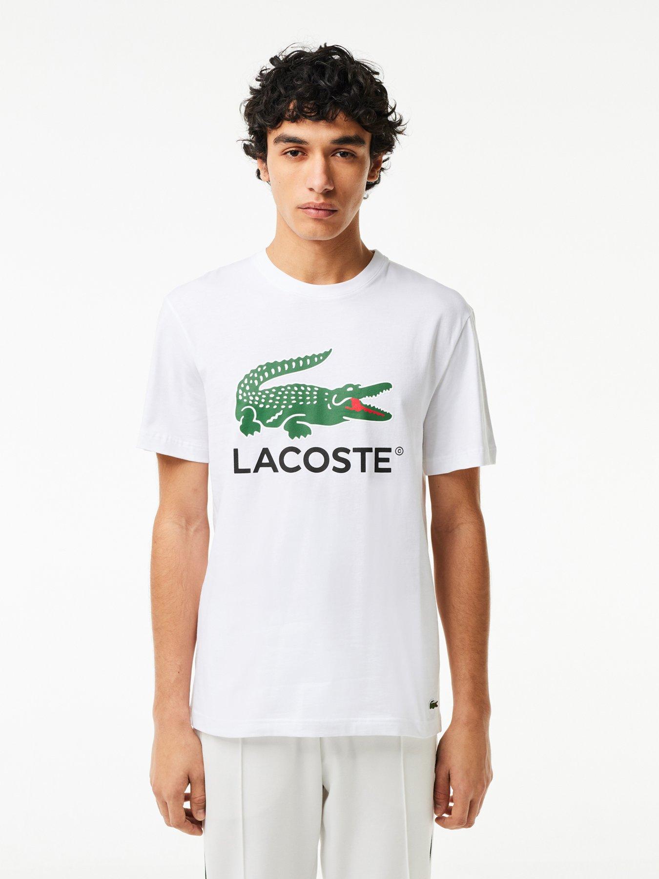 Lacoste Large Croc Logo Print T-Shirt - White | Very.co.uk