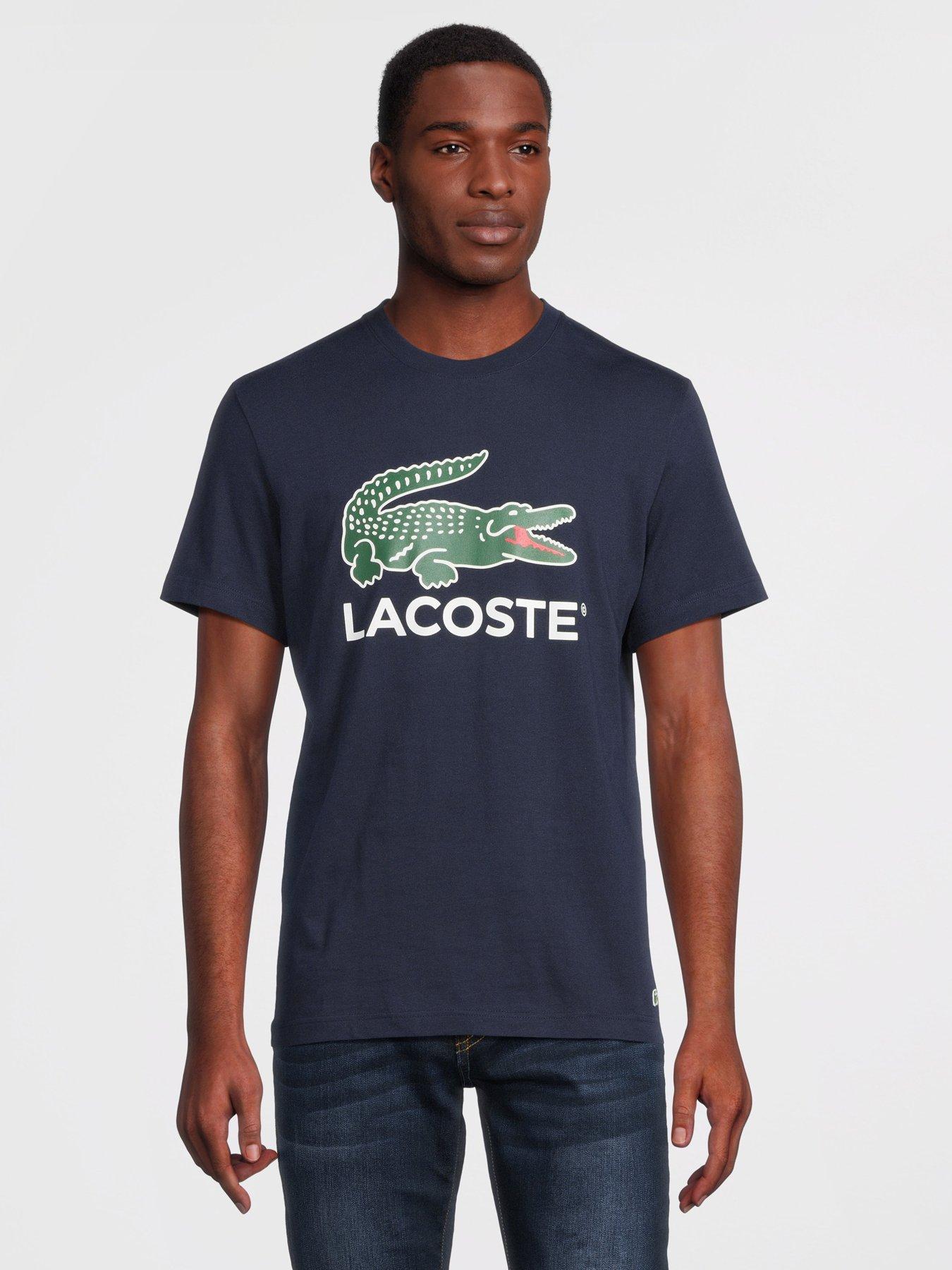 Lacoste Large Croc Logo Print T Shirt Dark Blue Very