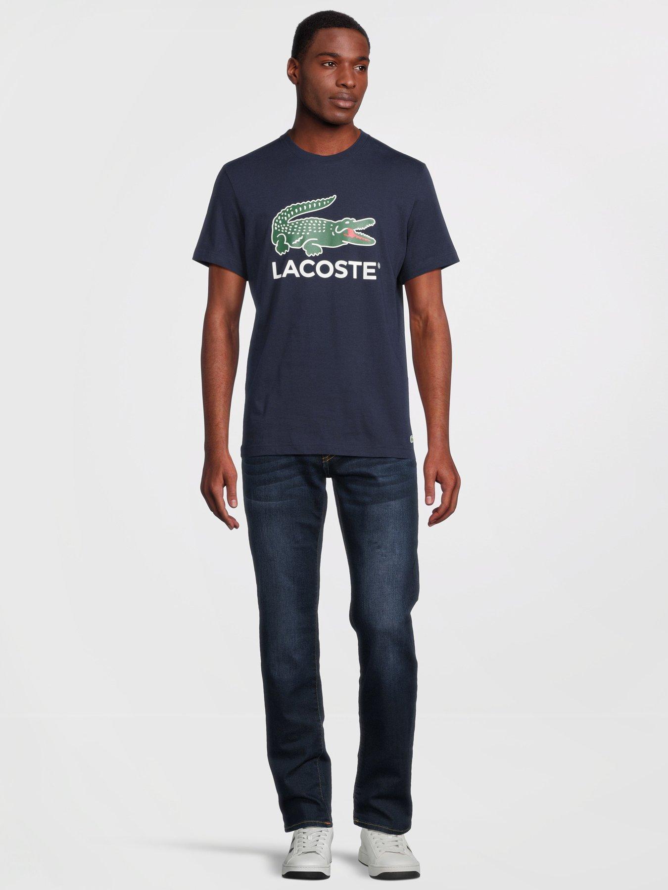 Lacoste Large Croc Logo Print T Shirt Dark Blue Very